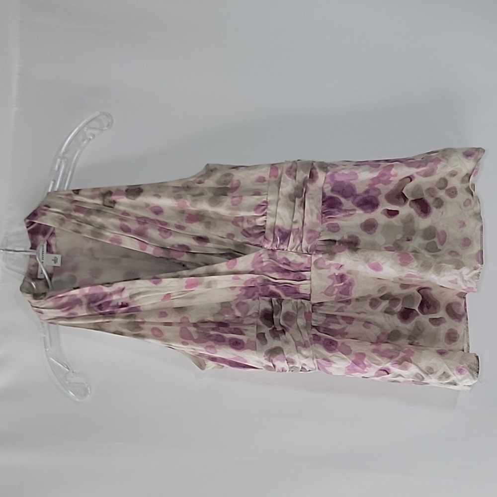 BANANA REPUBLIC Purlple Cream Floral Print Silk Halter  Top